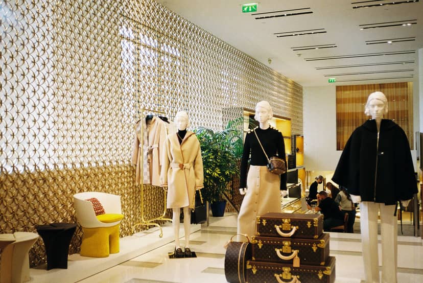 Interior of a modern retail store with stocked shelves